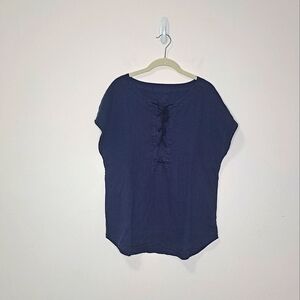 Johnny Was 100% linen top blue small